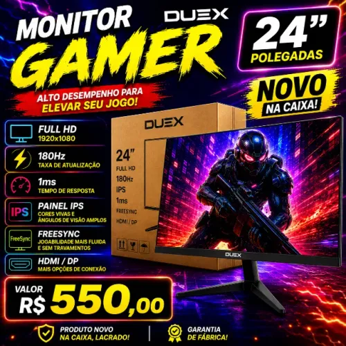 MONITOR GAMER DUEX 24" - NOVO NA CAIXA!