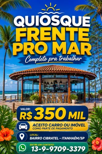 QUIOSQUE DE FRENTE PRO MAR À VENDA EM ITANHAÉM/SP