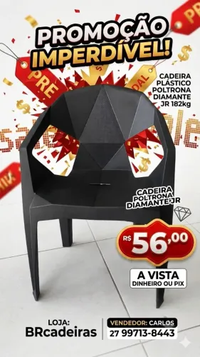 CADEIRA PLÁSTICO POLTRONA DIAMANTE 182KG