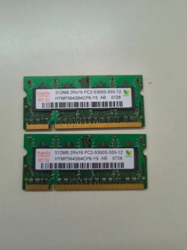 Memória RAM Notebook DDR2 512MB 667MHz Hynix PC2-5300S (2 unidades)