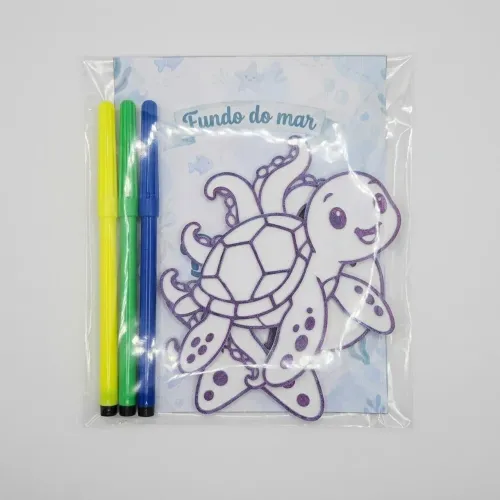 Kit pinturinha festa infantil em 3D (tema fundo do mar)
