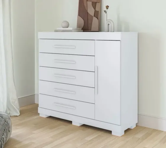 Cômoda Rayane ACP 100% MDF, 5 Gavetas e sapateiro - Entrega Imediata;