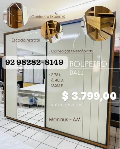 guarda roupa de luxo/ 2 portas de correr/ 100% mdf