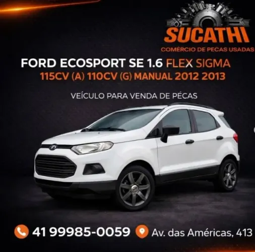 Sucata Venda De Peças Ford Ecosport SE 1.6 Flex 2012 2013