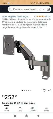 Suporte articulado NB para tv ou monitor 