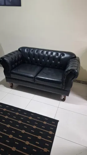 Sofá Couro Luxuoso Excelente Estado
