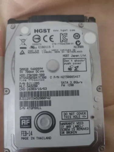 HD Notebook 500GB - Testado e Saudável