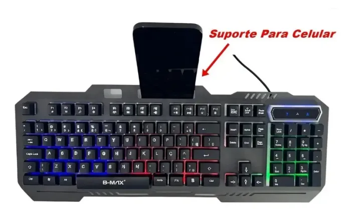 Teclado Gamer Semimecânico LED RGB ABNT2 Preto/Cinza