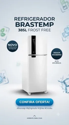 (LACRADA) Geladeira Brastemp 385L Branca | Nota Fiscal