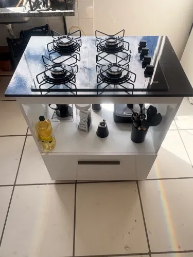 Kit balcão + fogão cooktop 4 bocas - branco
