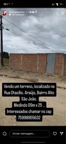 Vendo terreno no Bairro Alto do São João