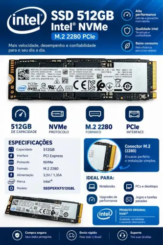SSD Intel NVMe 512GB M.2 2280 - SSDPEKKF512G8L