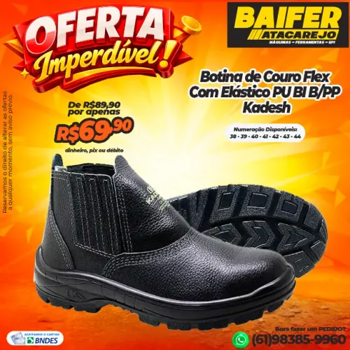 Botina de Couro Flex Com Elástico PU BI B/PP Kadesh