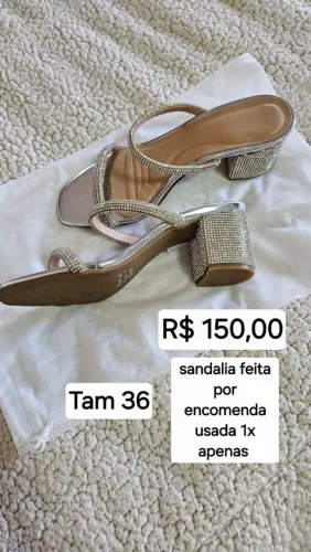 Sandália feita sob encomenda - Prata Brilhos Strass