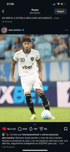 Camisa do Barboza usada em jogo