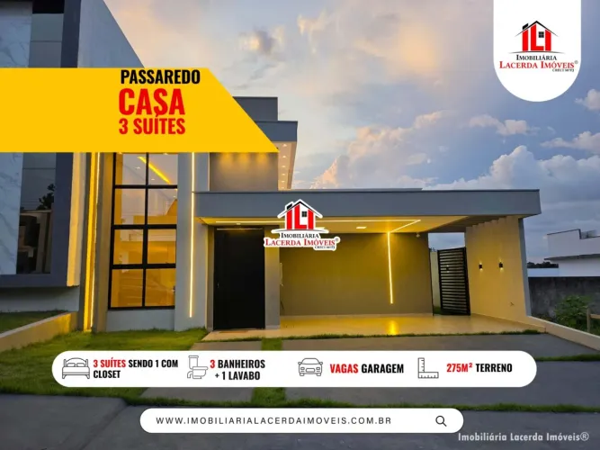 Condomínio Residencial Passaredo, Casa térrea com 3 suítes, Piscina, Sala com pé-direito a