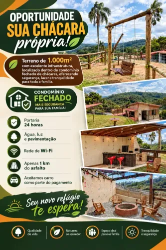 OPORTUNIDADE! SUA CHÁCARA PRÓPRIA EM IBIÚNA
