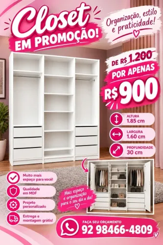 CLOSET DIRETO DA FÁBRICA + ENTREGA GRÁTIS 