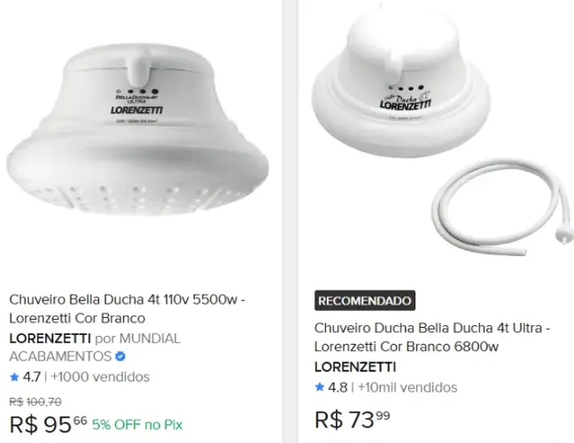 Chuveiro Lorenzetti Bella Ducha 4T 220V (Para Conserto)