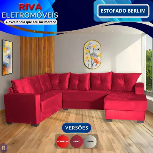 Estofado Berlim com Almofadas Capitonê | sem entrada | 10x no crediário Próprio da loja