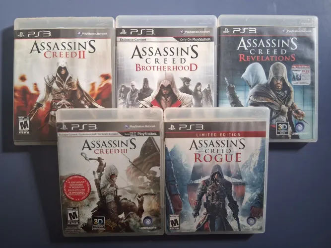 LOTE 5 JOGOS ASSASSIN'S CREED PS3 + BÔNUS AC 1