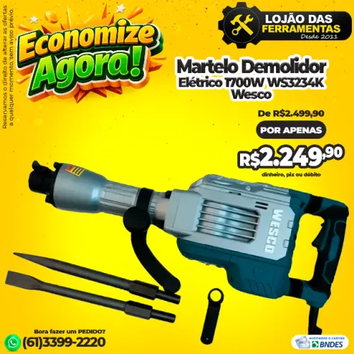Martelo Demolidor Elétrico 1700W WS3234K Wesco