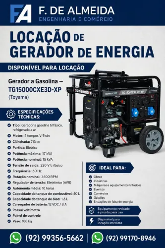 ALUGUEL GERADOR 17KVA