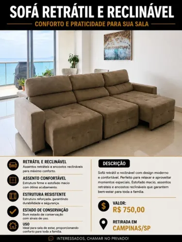 SOFA RETRATIL E RECLINAVEL