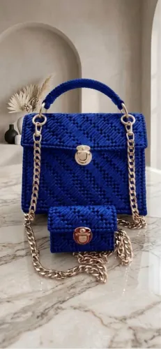 Kit Bolsa de Crochê em Tela Plástica com Fio Náutico