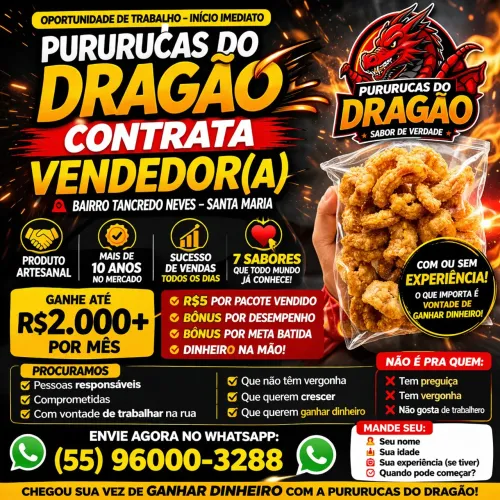 VAGA DE VENDEDOR (A) DE RUA /SANTA MARIA / TANCREDO NEVES