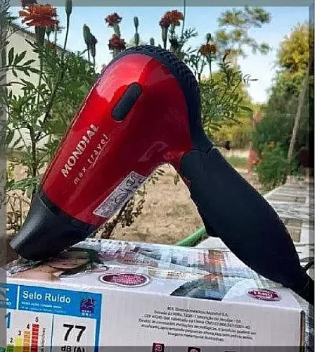Secador de cabelo Mondial mini Max Travel 1200W preto e vermelho Pronta Entrega