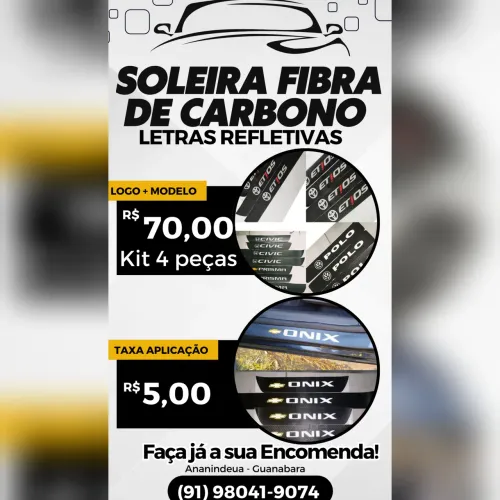 Adesivo Soleira Fibra de Carbono