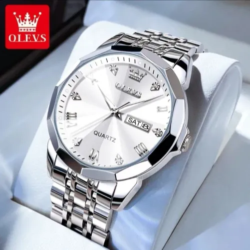 Relógio Masculino OLEVS 9931 à Prova D'água Pulseira em Aço 
