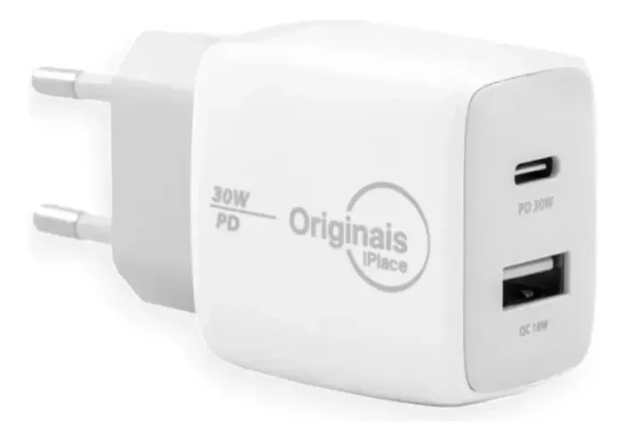 Carregador Usb-c/usb, 30w, 2 Portas, Originais Iplace