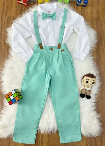 Conjunto social infantil suspensório