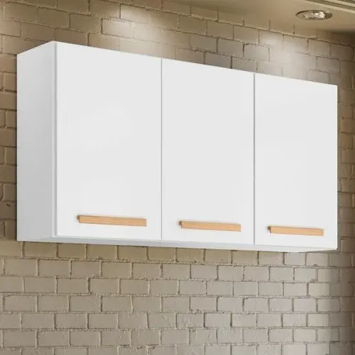 Armario Aereo de Cozinha 3 Portas Nicioli Intenza 120cm Branco
