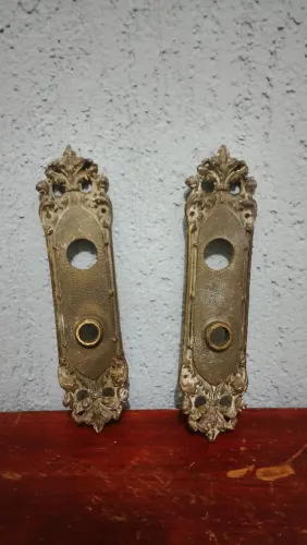Antigo Conjunto Maçaneta Bronze Abacaxi+2 Espelho Barroco