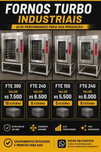 Forno Turbo Gpaniz (Temos a gás e Elétrico) 5,8 e 10 esteiras