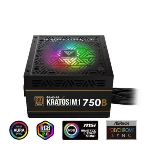 Fonte GAMDIAS Kratos M1, 750W, 80 Plus Bronze, PFC Ativo, RGB - M1-750B