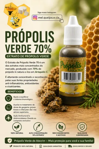 Extrato de Própolis 70 artesanal 100% puro