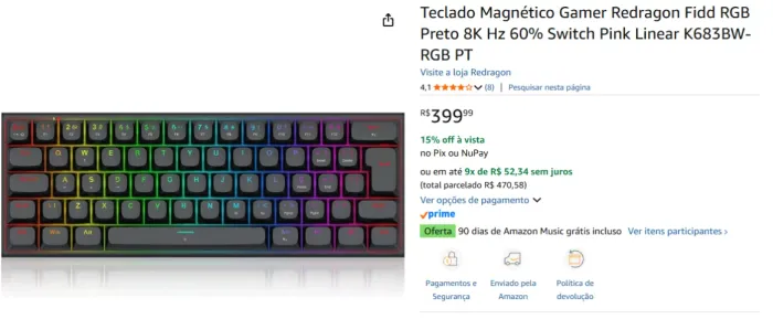 Teclado Magnético Gamer Redragon Fidd