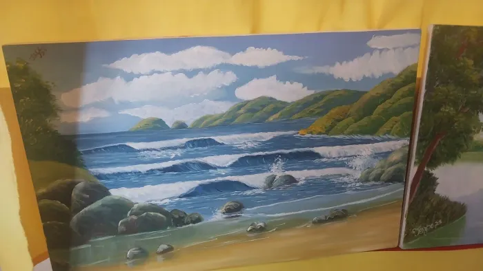 Desenhos feitos a mão.  Pintura em tela 