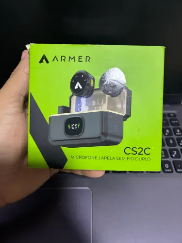 Microfone lapela profissional sem fio, duplo Tipo C - Armer | Na caixa