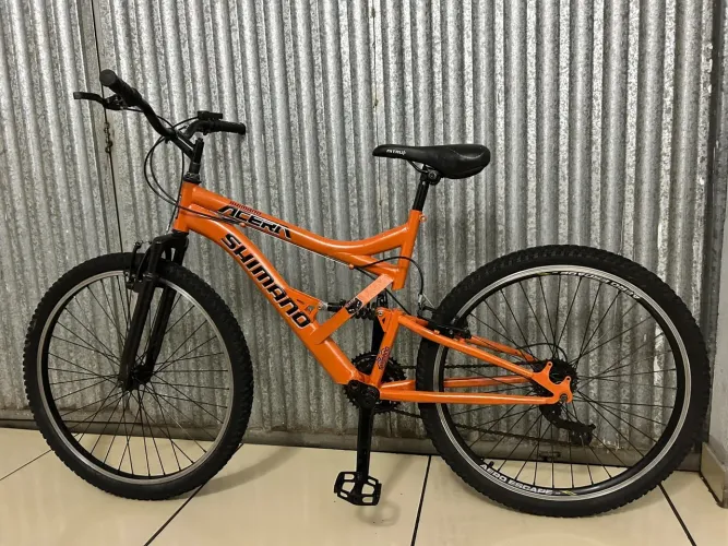 Bicicleta Houston Laranja Dupla Suspensão (Já é o Menor Valor)
