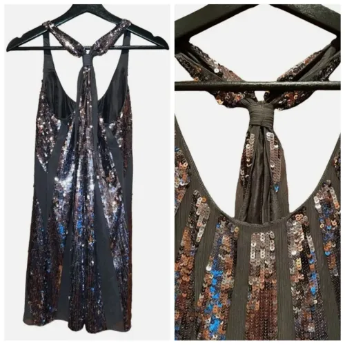 Vestido Juicy Couture Vintage em crepe seda com paetê e lantejoulas
