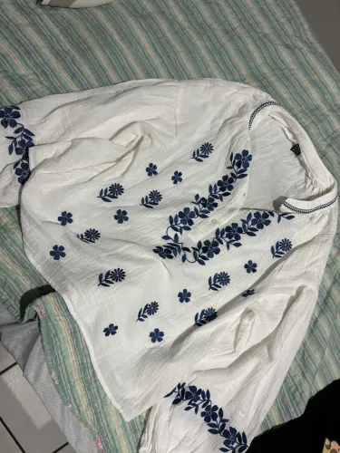 Blusa de manga comprida de algodão