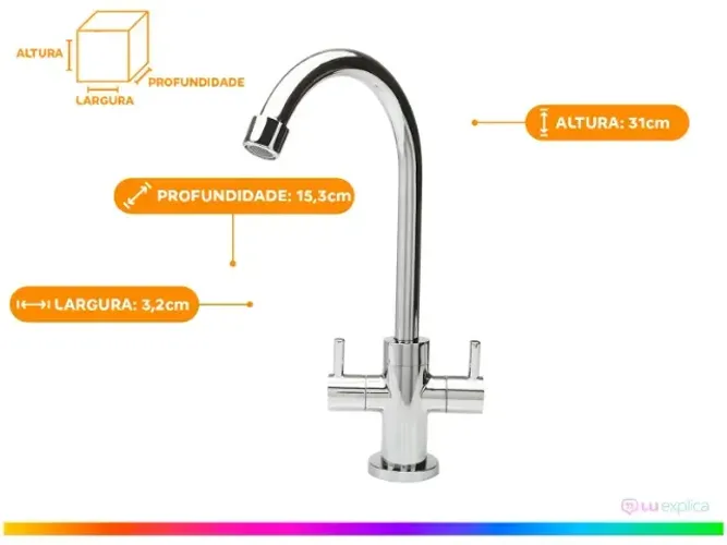Torneira Gourmet de Mesa para Cozinha - Nell AM-6067 Cromado - Produto Novo Entrega Grátis
