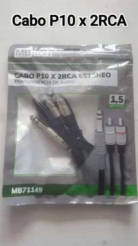 Cabo P10 x 2Rca MBtech Estéreo Transferência de Áudio 1,5m Novo