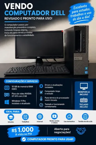 COMPUTADOR DELL COMPLETO | 10GB RAM | GT 610 2GB | WINDOWS 11 PRO