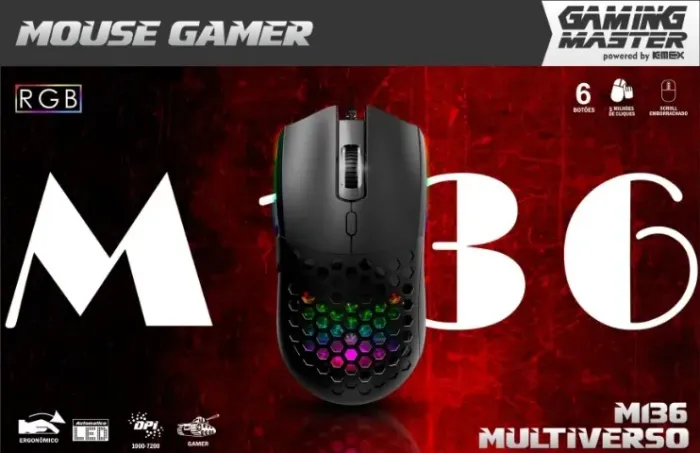 Mouse Gamer 7200dpi Multiverso Programável M136 K-mex *ENTREGA GRÁTIS*